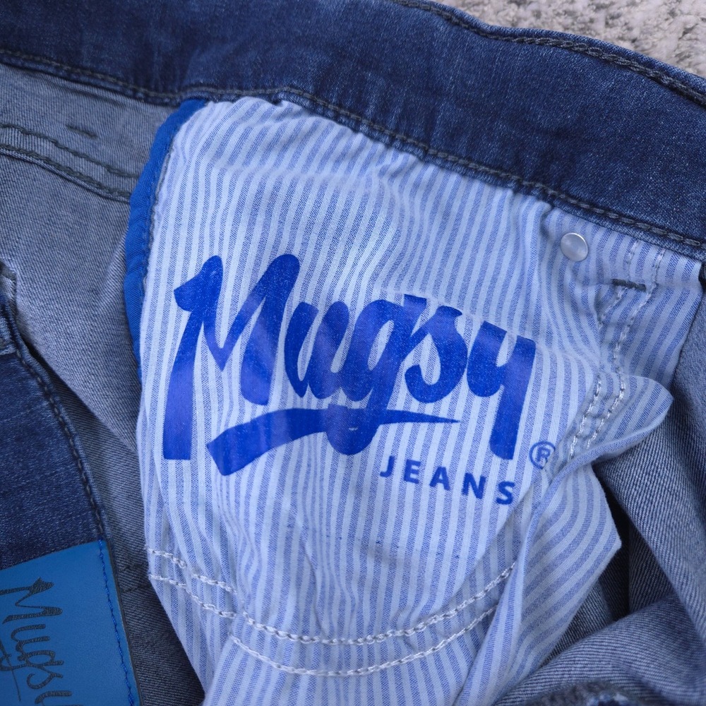 Mugsy Jeans Mens 32x28 33x28 Fultons Classic Slim Straight Stretch Denim Blue - Picture 7 of 10